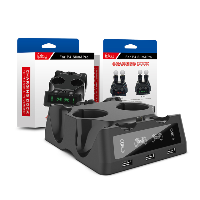 4 in 1 Wireless Controller Charging Dock Station for PS4 Gamepad Ps Move Fast Charger Base