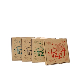 Cajas Kraft desechables personalizadas para pizza <span class=keywords><strong>7</strong></span> 8 9 10 12 pulgadas cajas para perros con manejo de impresión en relieve - Product Image 1