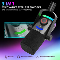 Micrófono Dinámico RGB FIFINE AM8 PROT, Juego de Micrófono USB Tipo-C/XLR 3 en 1, Perilla Digital Programable por Software para Juegos y Transmisión en Vivo