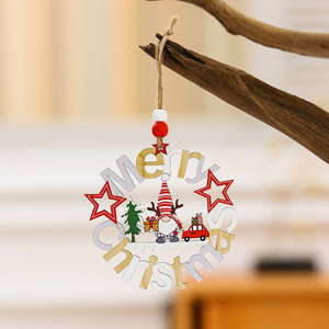 New hollowed-out wooden Christmas ornaments, Christmas <b>tree</b> pendants, faceless old man Christmas decorations - Product Image 4