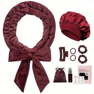 Set de 9 Piezas para Rizos sin Calor Durante la Noche con Gorro de Satén, Scrunchies y Clip, Ondas Sueltas, Rizador de Cabello sin Calor, Caja de Regalo - Product Image 3
