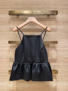 Top Halter Negro de Mujer, Corto, Cortavientos, Estilo Heiress, Espalda Descubierta, con Detalle de Lazo, Tirantes Finos, Sin Mangas - Product Image 5