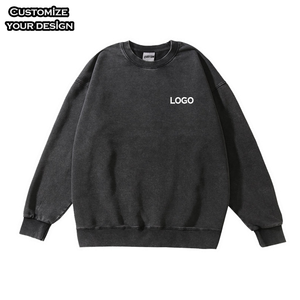 Custom <b>Men's</b> Acid Wash Long Sleeve Cotton T-Shirt Oversized Plus Size Streetwear Embroidery Pultover Logo Print Vintage <b>Pullover</b> - Product Image 3