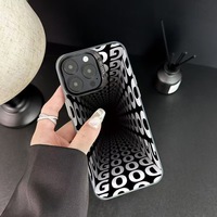 Coque de téléphone portable en PC rigide et TPU avec impression laser de motif de trou noir 3D pour iPhone X Xr Xs 11 12 13 14 15 16 17 18 Pro Max