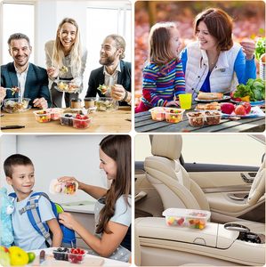 Boîtes à condiments à double compartiment avec fourchettes pour repas à emporter, boîtes transparentes épaisses réutilisables, 20 pièces - Product Image 4