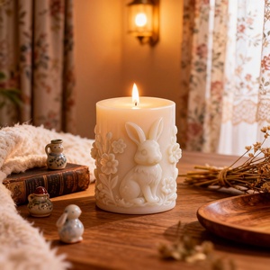 DIY Easter Rabbit Relief Scented Candle Silicone <b>Mold</b>, Cylindrical Scented <b>Wax</b> <b>Mold</b>, Soap <b>Mold</b> - Product Image 2