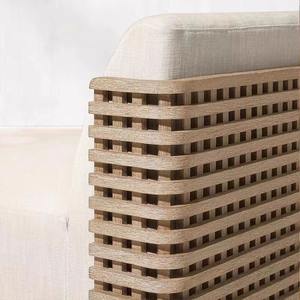 Conjunto de Sofás de Teca para Exteriores en Forma de L, Muebles de Jardín Impermeables para Patio, Villa o Resort, con Estructura de Aluminio y Diseño de Madera Empalmada - Product Image 3