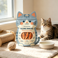 Sachet d'emballage alimentaire pour animaux de compagnie en aluminium imprimé en gravure personnalisée, forme spéciale, avec fermeture éclair refermable pour friandises pour chats et chiens