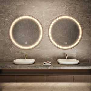 Espejo de baño redondo sin marco con iluminación LED de borde interior esmerilado - Product Image 2