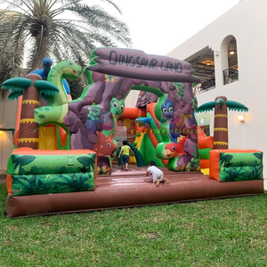 Castillo inflable comercial con tobogán y zona de saltos con diseño de dinosaurio para niños. - Product Image 6