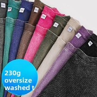 Kaos Solid Cross-border Washed-and-distressed Trendy Brand Katun Combed Murni Batik Retro Lengan Pendek Snow-washed