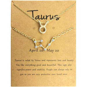 HOVANCI Set Personalizzato di Collana e Bracciale con Ciondolo Zodiacale in Oro, Segni Zodiacali Ariete Leone, Gioielli per Bambini e Donne - Product Image 1