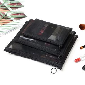 Estuche Transparente de Malla Negra para Lápices, Neceser de Viaje, Bolsa con Cierre para Brochas de Maquillaje - Product Image 1