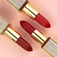Bling or luxe diamant tube rouge à lèvres végétalien haute pigment velours rouge à lèvres marque privée longue durée imperméable mat rouge à lèvres