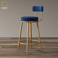 Tabouret de bar en métal doré avec dossier et repose-pieds, pour comptoir, en gros