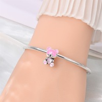 Collar con Colgante de Acero Inoxidable Plateado en Plata de Ley con Cristal de Rosa y Diamantes de Imitación en Oro Rosa, Serie Día de San Valentín, Unisex