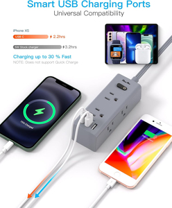 Mifaso Power Strip Surge protettore 6 prese USB porte Flat Plug a parete piccolo Power Strip per viaggi a casa ufficio - Product Image 6