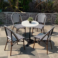 Ensemble de table et de chaises de bistrot français pour l'extérieur, résistant au soleil et à l'eau, en rotin tressé, pour café, restaurant, jardin, en aluminium