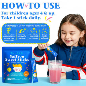 Acentiallabs 25 paket safran özü anında toz takviyesi gevşeme ruh hali ve odak desteği çocuklar için safran tatlı çubukları - Product Image 3