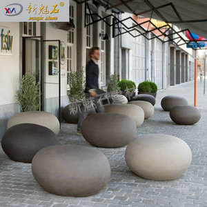 Nouveau banc en galets de ciment Magic Stone, épaisseur 3 cm, style moderne minimaliste, pour plaza, parc, centre commercial, usage extérieur - Product Image 4
