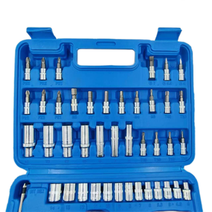 53件1/4博士新款蓝盒机械螺丝插座钻头套装家用修理DIY工具长插座五金工具套装盒 - Product Image 4