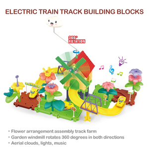 Set de Construcción de Tren Eléctrico Floral con Molino de Viento Giratorio 360°, Luces y Música, para Niños - Product Image 4