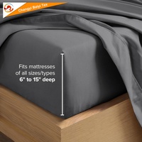 Ensemble de draps de qualité hôtelière 100% coton gris foncé, taille King, drap-housse, ensembles de 3/4 pièces