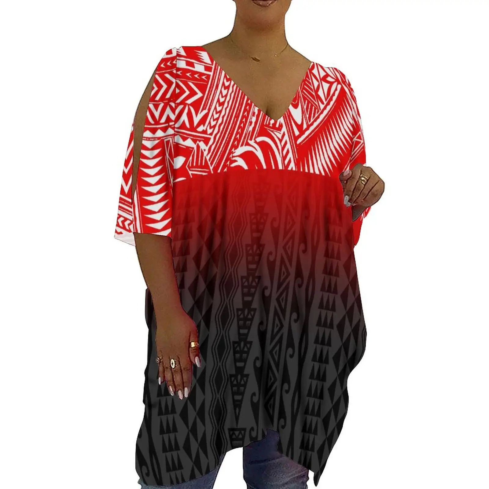 Abbigliamento polinesiano estivo personalizzato Logo scavato fuori spalle magliette oversize da donna Mini abito corto da donna