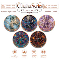 Pièce de monnaie en cuivre pur 999 de 5 et 1 oz, série Cthulhu en relief, design personnalisable, impression émail de qualité supérieure, édition de collection