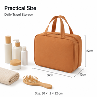 Tas Perlengkapan Mandi Gantung Logo Kustom Bahan Oxford 4 Lipatan Organizer Kosmetik Perjalanan dengan Gantungan Tas Cuci Portabel untuk Perjalanan