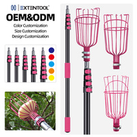 Outil télescopique en aluminium pour cueillir les fruits, panier léger en aluminium pour attraper les fruits, 3 à 8 sections, longueur de 0,97 à 9 m pour la récolte en jardin