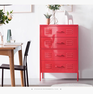 Mueble de Almacenamiento Metálico de 4 Cajones, Gabinete Lateral Colorido de Acero para Dormitorio, Sala de Estar, Muebles para el Hogar - Product Image 6