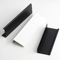 Poignée de meuble simple en alliage d'aluminium profil J/L, noire/blanche, pour armoire moderne, commode, tiroir, poignée de mobilier sur mesure