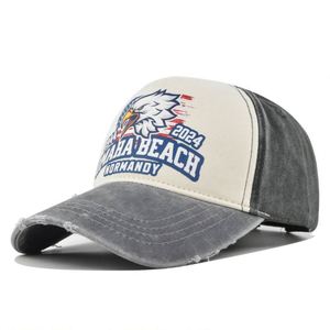 Casquette de baseball américaine à 6 panneaux, style délavé et vieilli, avec logo imprimé bicolore Aigle Américain, directement de l'usine - Product Image 5
