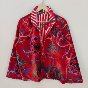 เสื้อแจ็คเก็ตบอมเบอร์ผ้ากำมะหยี่ลายป่าแบบกลับด้านได้ เป็นมิตรกับสิ่งแวดล้อม สำหรับผู้หญิง แขนยาวแบบเต็มตัว ซับในผ้าฝ้าย สำหรับฤดูหนาว - Product Image 1