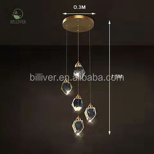 Candelabros de cristal de escaleras huecas de Villa en espiral Tropical moderna nórdica con candelabros de cristal de luz G9 luz colgante dorada - Product Image 3