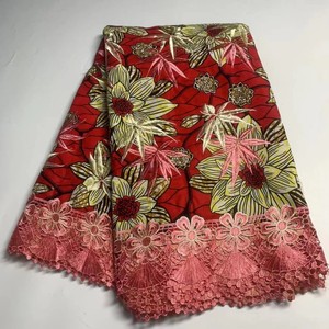 Tissu Voile Dentelle de Haute Qualité Style Dubaï Épais Nouveau Design <span class=keywords><strong>Suisse</strong></span> Très Sec Africain en Coton à Fleurs Couleur Kaki - Product Image 2