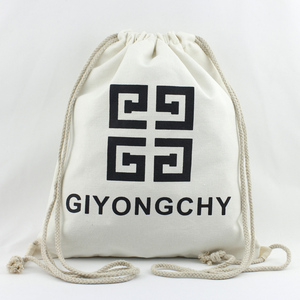 Sacs en toile de jute personnalisés en coton blanc avec cordon de serrage - Product Image 4