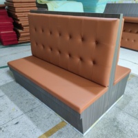 Banquette de restaurant moderne double face en cuir PU marron capitonnée pour café, hôtel, mobilier commercial