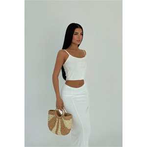 Conjunto de Dos Piezas Bellezza Blanco con Cuello Asimétrico, Shorts y Falda para Verano, Tallas XS a 5XL - Product Image 2