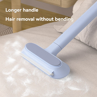 Brosse multifonctionnelle à long manche en plastique écologique pour enlever les poils d'animaux, réutilisable, double face, pour tapis et canapé