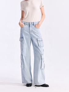 YUANBOFEI <span class=keywords><strong>Jeans</strong></span> Casuales de Mezclilla para Mujer, Estilo Y2K, Cintura Alta, 9 Bolsillos, Pierna Recta y Ancha, Tipo Cargo - Product Image 1