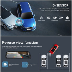 Podofo 9.66 "IPS 3 렌즈 대시 캠 DVR WIFI HD 1440P 방수 운전 레코더 야간 투시경 내장 카메라/전면 + 후면 카메라 - Product Image 3