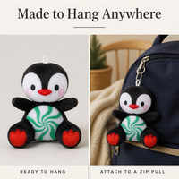 Porte-clés en peluche de Noël, motif bonbon menthe tourbillonnant, breloque de sac, animal en peluche, cadeau de fêtes