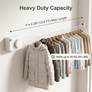 Séchoir à linge mural rétractable et pliable en acier inoxydable pour salle de bain et balcon, 4,2 m – Prix de gros avantageux - Product Image 5