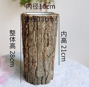 DIY Wood <b>Succulent</b> Vase Flower Bucket Bark <b>Pot</b> Floor Planter for Christmas Tree Home Garden Decoration - Product Image 4