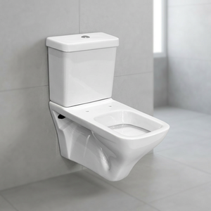 โถสุขภัณฑ์เซรามิคแบบสองชิ้นทรงสี่เหลี่ยม รุ่น Square Aqua Pan ระบบกดน้ำสองปุ่ม แบบ P-Trap พร้อมระบบดูดกลับด้านข้าง - Product Image 6