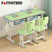 Bureau d'étude pour enfants réglable en hauteur avec étagère et deux chaises, ensemble table et chaises pour l'apprentissage à domicile, chambre à coucher, gris et blanc