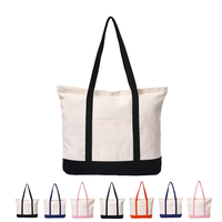 Sac fourre-tout en toile de coton écologique 16 oz avec fermeture épaule, taille et couleur personnalisables, motif lettres, design contrastant, polyvalent pour le shopping