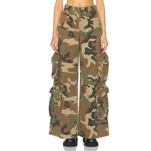 Pantalones de Camuflaje para Mujer, Corte Holgado, con Bolsillos Cargo, de Sarga, Alta Calidad, OEM, Venta al Por Mayor Directo de Fábrica - Product Image 1